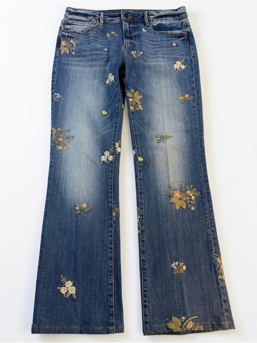 Driftwood Floral Embroidered Kelly Bootcut Flare Jeans Blue Denim - Picture 3 of 11